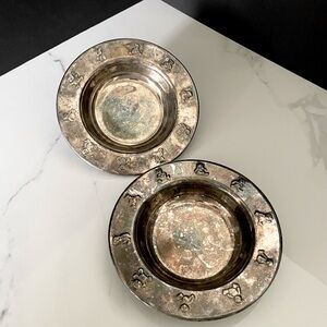 SET of 2 Teddy Bear Silver Plated Bowls by Lunt